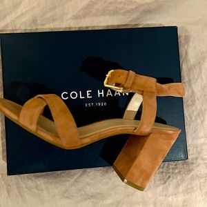 Cole Haan Leather Strap Heeled Sandal. Slightly Worn